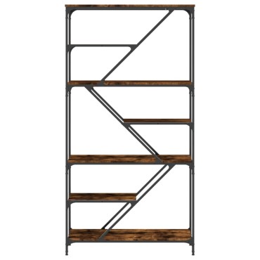 vidaXL Βιβλιοθήκη Καπνιστή Δρυς 91x36x176cm Επεξεργ. Ξύλο/Ατσάλι 1 τεμ.