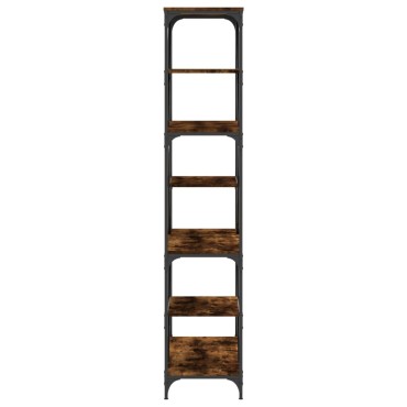 vidaXL Βιβλιοθήκη Καπνιστή Δρυς 91x36x176cm Επεξεργ. Ξύλο/Ατσάλι 1 τεμ.