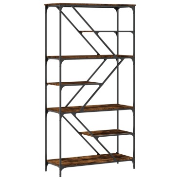 vidaXL Βιβλιοθήκη Καπνιστή Δρυς 91x36x176cm Επεξεργ. Ξύλο/Ατσάλι 1 τεμ.