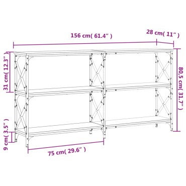 vidaXL Τραπέζι Κονσόλα Καφέ Δρυς 156x28x80,5cm Επεξεργασμένο Ξύλο 1 τεμ.