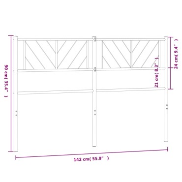 vidaXL Κεφαλάρι Μαύρο Μεταλλικό 142x3x90cm 1 τεμ.