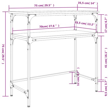 vidaXL Τραπέζι Κονσόλα Μαύρο 75x35,5x75cm από Επεξεργ. Ξύλο 1 τεμ.