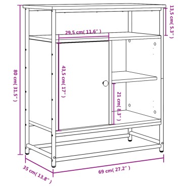vidaXL Συρταριέρα Sonoma Δρυς 69x35x80cm από Επεξεργασμένο Ξύλο 1 τεμ.