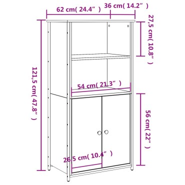vidaXL Ντουλάπι Μαύρο 62x36x121,5cm από Επεξεργασμένο Ξύλο 1 τεμ.