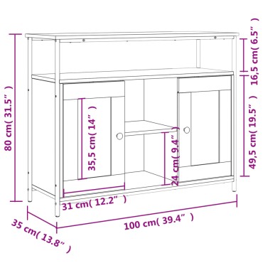 vidaXL Ντουλάπι Καπνιστή Δρυς 100x35x80cm από Επεξεργασμένο Ξύλο 1 τεμ.