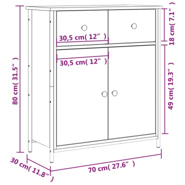 vidaXL Ντουλάπι Sonoma Δρυς 70x30x80cm Επεξεργασμένο Ξύλο 1 τεμ.