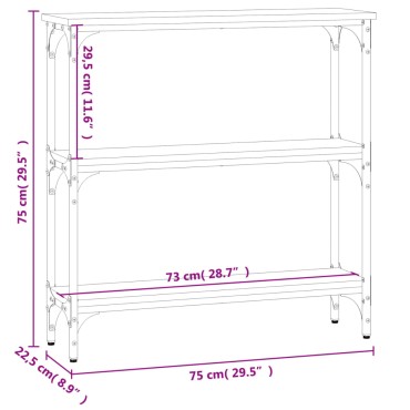 vidaXL Τραπέζι Κονσόλα Καφέ Δρυς 75x22,5x75cm Επεξεργασμένο Ξύλο 1 τεμ.