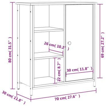 vidaXL Ντουλάπι Καφέ Δρυς 70x30x80cm από Επεξεργ. Ξύλο 1 τεμ.