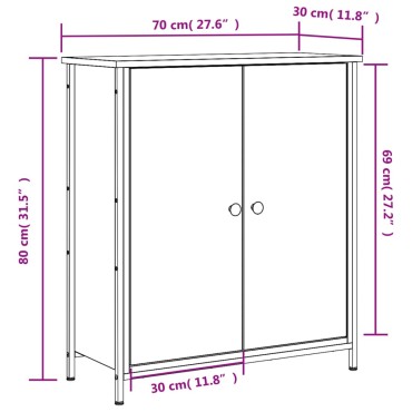 vidaXL Ντουλάπι Γκρι Sonoma 70x30x80cm από Επεξεργ. Ξύλο 1 τεμ.
