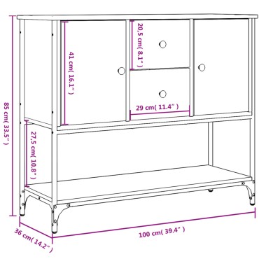 vidaXL Ντουλάπι Καπνιστή Δρυς 100x36x85cm Επεξεργασμένο Ξύλο 1 τεμ.