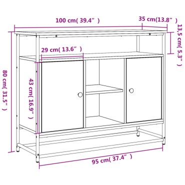 vidaXL Μπουφές Γκρι Sonoma 100x35x80cm από Επεξεργασμένο Ξύλο 1 τεμ.