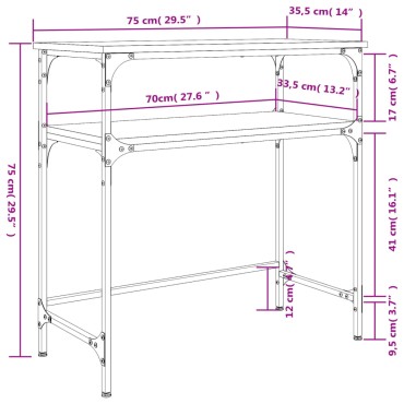 vidaXL Τραπέζι Κονσόλα Καφέ Δρυς 75x35,5x75cm Επεξεργασμένο Ξύλο 1 τεμ.
