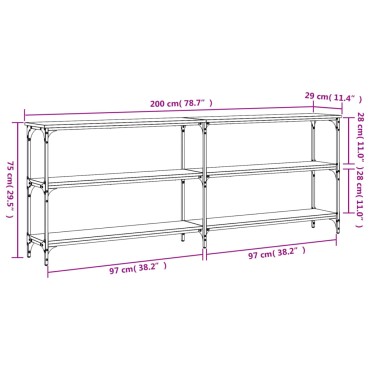 vidaXL Τραπέζι Κονσόλα Sonoma Δρυς 200x29x75cm Επεξεργασμένο Ξύλο 1 τεμ.