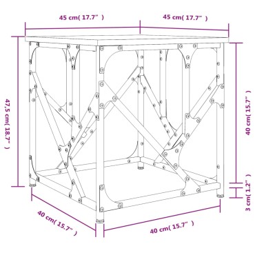 vidaXL Τραπεζάκι Σαλονιού Καφέ Δρυς 45x45x47,5cm Επεξεργ. Ξύλο 1 τεμ.