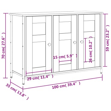 vidaXL Μπουφές Sonoma Δρυς 100x35x70cm από Επεξεργασμένο Ξύλο 1 τεμ.