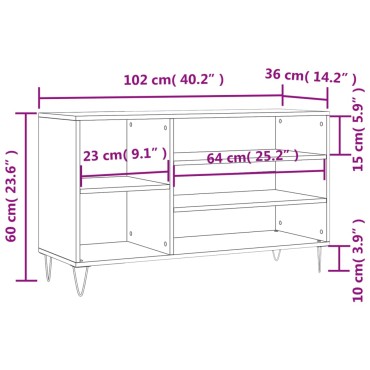 vidaXL Παπουτσοθήκη Λευκή 102x36x60cm από Επεξεργασμένο Ξύλο