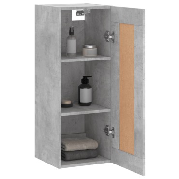 vidaXL Ντουλάπι Τοίχου Γκρι Σκυροδέματος 34,5x34x90cm Επεξεργ. Ξύλο 1 τεμ.