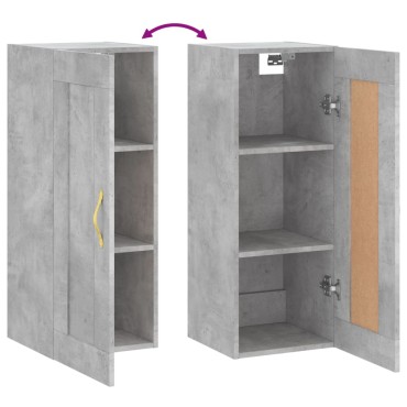 vidaXL Ντουλάπι Τοίχου Γκρι Σκυροδέματος 34,5x34x90cm Επεξεργ. Ξύλο 1 τεμ.