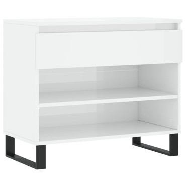 vidaXL Παπουτσοθήκη Γυαλιστερή Λευκή 70x36x60cm Επεξεργασμένο Ξύλο