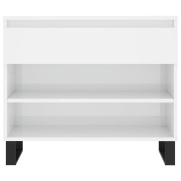 vidaXL Παπουτσοθήκη Γυαλιστερή Λευκή 70x36x60cm Επεξεργασμένο Ξύλο
