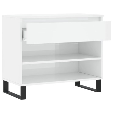 vidaXL Παπουτσοθήκη Γυαλιστερή Λευκή 70x36x60cm Επεξεργασμένο Ξύλο
