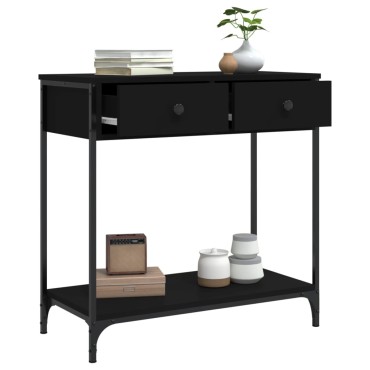vidaXL Τραπέζι Κονσόλα Μαύρο 75x34,5x75cm από Επεξεργ. Ξύλο 1 τεμ.