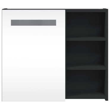 vidaXL Καθρέφτης Μπάνιου με Ντουλάπι & LED Μαύρο 60x13x52cm 1 τεμ.
