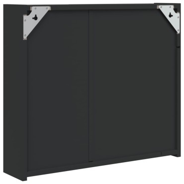 vidaXL Καθρέφτης Μπάνιου με Ντουλάπι & LED Μαύρο 60x13x52cm 1 τεμ.