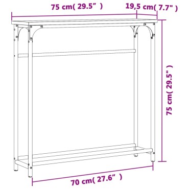 vidaXL Τραπέζι Κονσόλα Μαύρο 75x19,5x75cm από Επεξεργ. Ξύλο 1 τεμ.