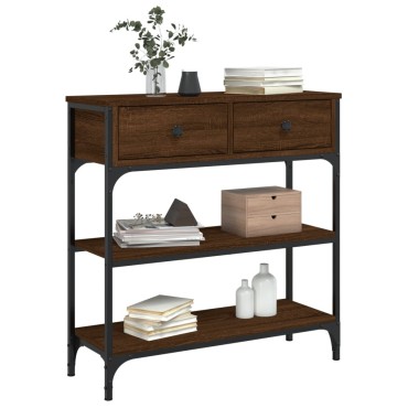 vidaXL Τραπέζι Κονσόλα Καφέ Δρυς 72,5x25x75cm Επεξεργασμένο Ξύλο 1 τεμ.