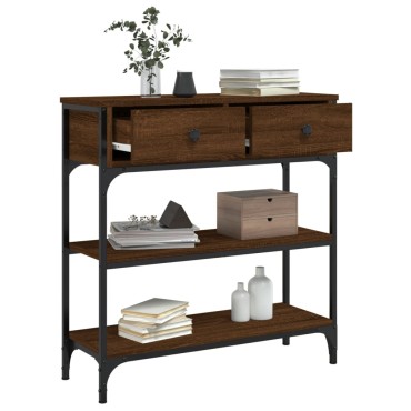 vidaXL Τραπέζι Κονσόλα Καφέ Δρυς 72,5x25x75cm Επεξεργασμένο Ξύλο 1 τεμ.