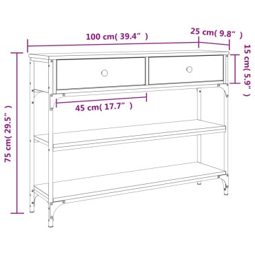 vidaXL Τραπέζι Κονσόλα Μαύρο 100x25x75cm από Επεξεργ. Ξύλο 1 τεμ.