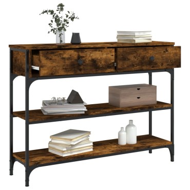 vidaXL Τραπέζι Κονσόλα Καπνιστή Δρυς 100x25x75cm Επεξεργ. Ξύλο 1 τεμ.
