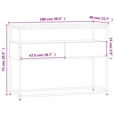 vidaXL Τραπέζι Κονσόλα Καφέ Δρυς 100x40x75cm Επεξεργασμένο Ξύλο 1 τεμ.