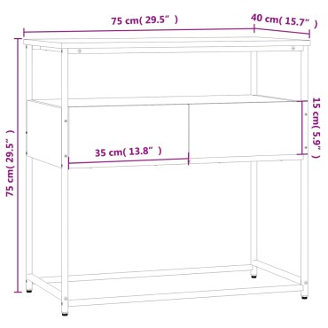 vidaXL Τραπέζι Κονσόλα Sonoma Δρυς 75x40x75cm Επεξεργασμένο Ξύλο 1 τεμ.
