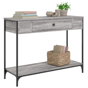 vidaXL Τραπέζι Κονσόλα Γκρι Sonoma 100x34,5x75cm Επεξεργασμένο Ξύλο 1 τεμ.