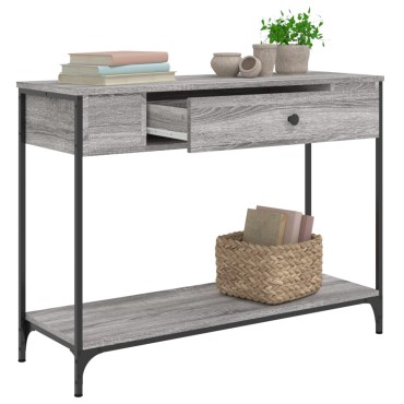 vidaXL Τραπέζι Κονσόλα Γκρι Sonoma 100x34,5x75cm Επεξεργασμένο Ξύλο 1 τεμ.