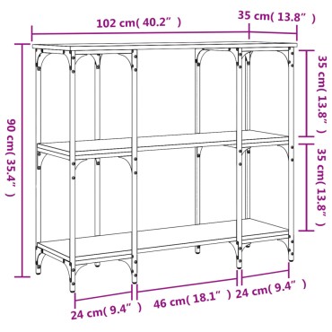 vidaXL Τραπέζι Κονσόλα Καφέ Δρυς 102x35x90cm Επεξεργασμένο Ξύλο 1 τεμ.