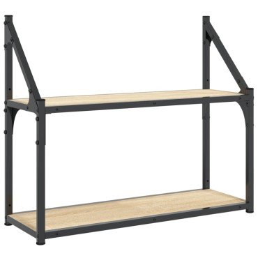 vidaXL Ραφιέρα Τοίχου με 2 Ράφια Sonoma Δρυς 60x21x51cm Επεξεργ. Ξύλο 1 τεμ.