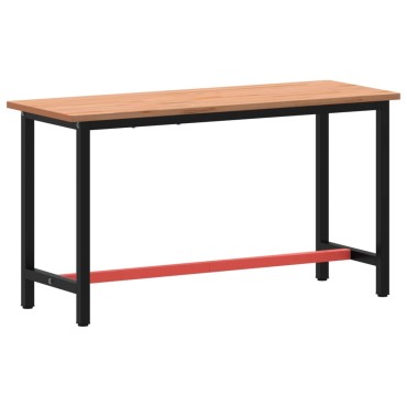 vidaXL Πάγκος Εργασίας 150x55x81,5εκ. από Μασίφ Ξύλο Οξιάς και Μέταλλο
