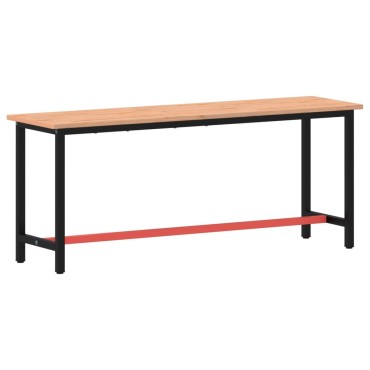 vidaXL Πάγκος Εργασίας 200x55x81,5εκ. από Μασίφ Ξύλο Οξιάς και Μέταλλο