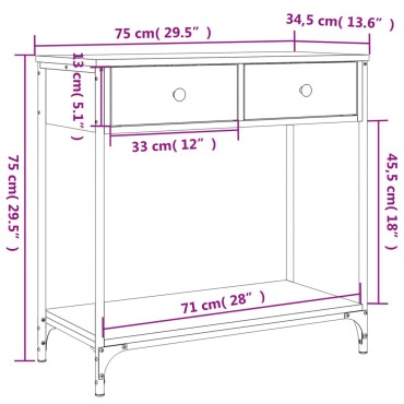 vidaXL Τραπέζι Κονσόλα Sonoma Δρυς 75x34,5x75cm Επεξεργασμένο Ξύλο 1 τεμ.