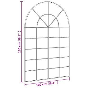 vidaXL Καθρέφτης Τοίχου Αψίδα Μαύρος 100 x 150 εκ. από Σίδερο