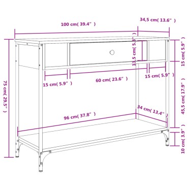 vidaXL Τραπέζι Κονσόλα Μαύρο 100x34x75cm από Επεξεργ. Ξύλο 1 τεμ.