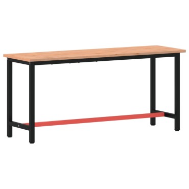 vidaXL Πάγκος Εργασίας 180x55x81,5εκ. από Μασίφ Ξύλο Οξιάς και Μέταλλο