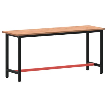 vidaXL Πάγκος Εργασίας 180x55x81,5εκ. από Μασίφ Ξύλο Οξιάς και Μέταλλο