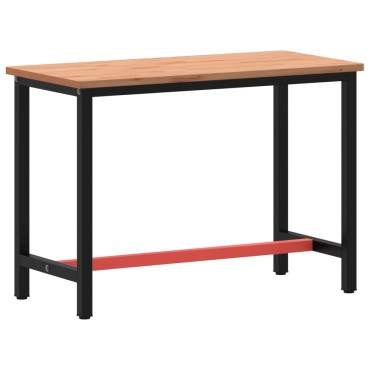 vidaXL Πάγκος Εργασίας 115x55x81,5εκ. από Μασίφ Ξύλο Οξιάς και Μέταλλο