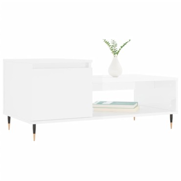 vidaXL Τραπεζάκι Σαλονιού Γυαλ. Λευκό 100x50x45cm Επεξεργ. Ξύλο 1 τεμ.