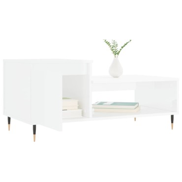 vidaXL Τραπεζάκι Σαλονιού Γυαλ. Λευκό 100x50x45cm Επεξεργ. Ξύλο 1 τεμ.