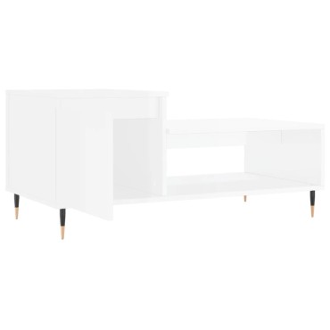 vidaXL Τραπεζάκι Σαλονιού Γυαλ. Λευκό 100x50x45cm Επεξεργ. Ξύλο 1 τεμ.